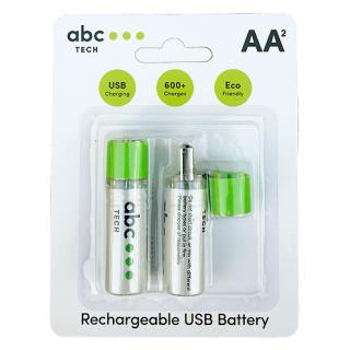 ABC TECH Baterie Reincarcabila Cu USB Tip AA (R6)