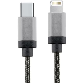 STAR Cablu Date USB Type C La Lightning 1M Aluminiu Alb Negru