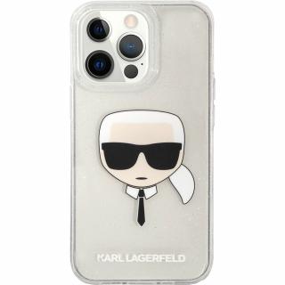 KARL LAGERFELD Husa Capac Spate Glitter Karl's Head Argintiu APPLE iPhone 13, iPhone 13 Pro