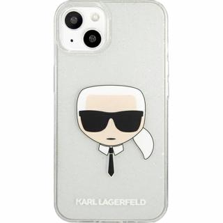 KARL LAGERFELD Husa Capac Spate Glitter Karl's Head Argintiu APPLE iPhone 13