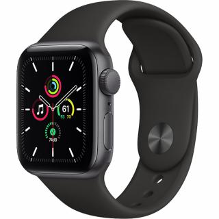 APPLE Smartwatch Watch SE GPS 40mm Aluminiu Gri si Curea Silicon Sport Negru