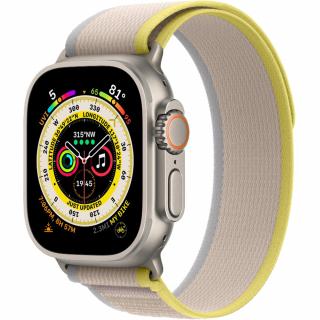 Smartwatch Watch Ultra GPS Cellular 49mm Titanium Case si Curea M/L Yellow/BeigeTrail Loop Galben