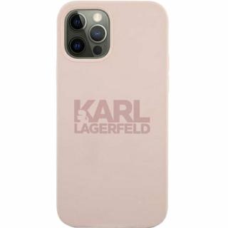 KARL LAGERFELD Husa Capac Spate Din Silicon Cu Logo Stack Roz APPLE iPhone 12/12 Pro 6.1
