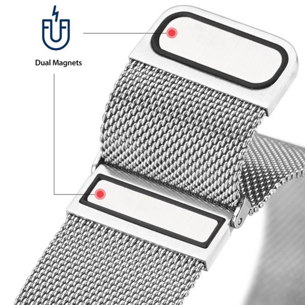 Bratara Magnetic 22mm Silver Milanese pentru smartwatch Galaxy/Huawei/Honor/Xiaomi Argintiu