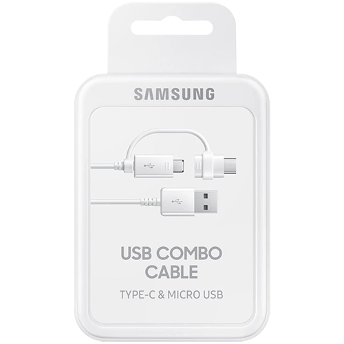 Cablu incarcare si date de 1.5m lungime cu 2 iesiri: Micro USB si Type C, alb