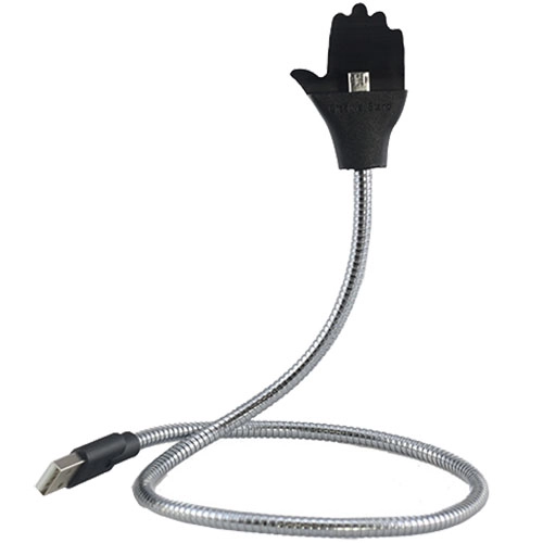 Cablu Date Creative Hand Micro USB PVC Argintiu Cu Suport Telefon
