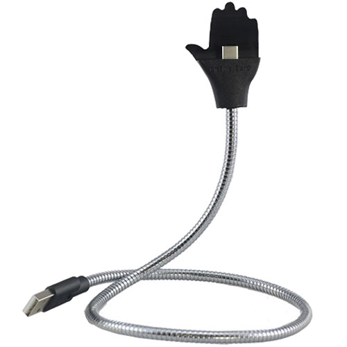 Cablu Date Creative Hand Type C La USB PVC Argintiu Cu Suport Telefon