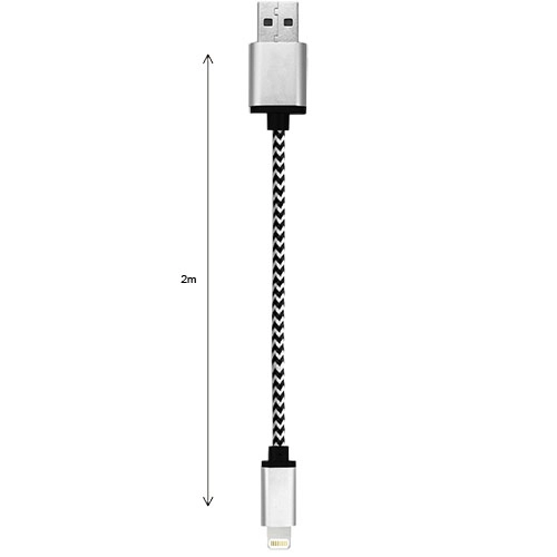 Cablu Date USB La Lightning 2M Aluminiu Alb Negru