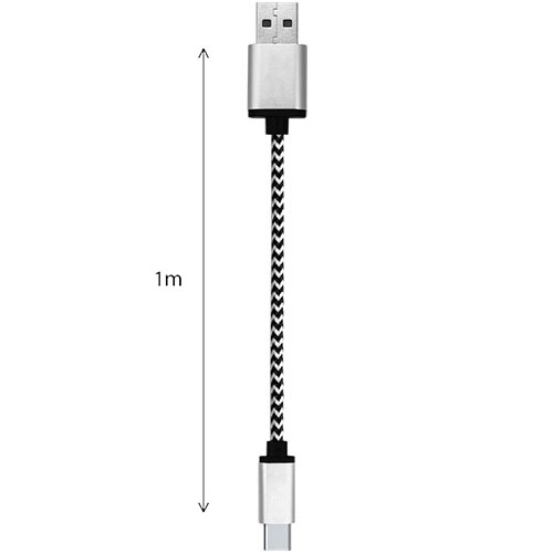Cablu Date USB La Type C 1M Aluminiu Alb Negru