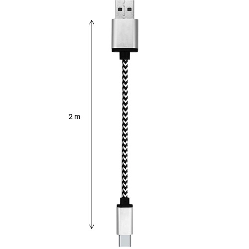Cablu Date USB La Type C 2M Aluminiu Alb Negru