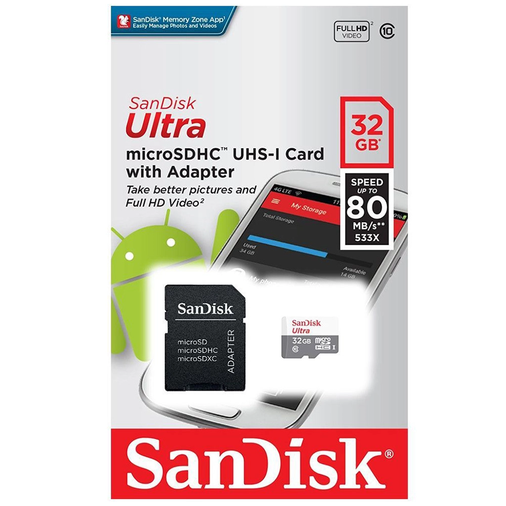 Card Memorie Ultra Android Micro SDHC 32GB + Adaptor