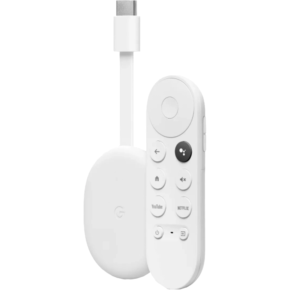 Chromecast With Google TV, Dolby Vision 4K HDR, 60FPS, Dolby Atmos, Bluetooth Connectivity, Voice Remote With Integrated Mic, Snow Alb