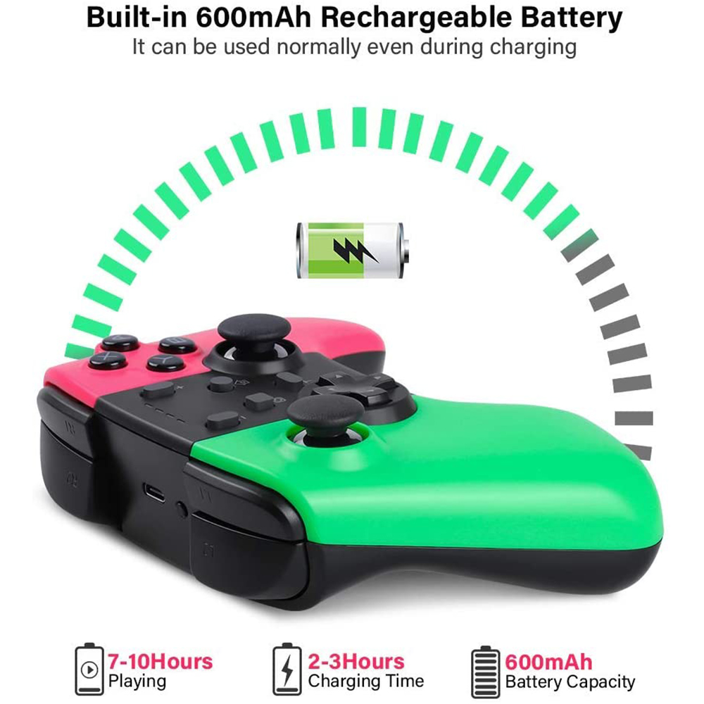 Controller Wireless Pro Game For SWH, Turbo & Dual Shock, Motion Funtion, Green / Pink