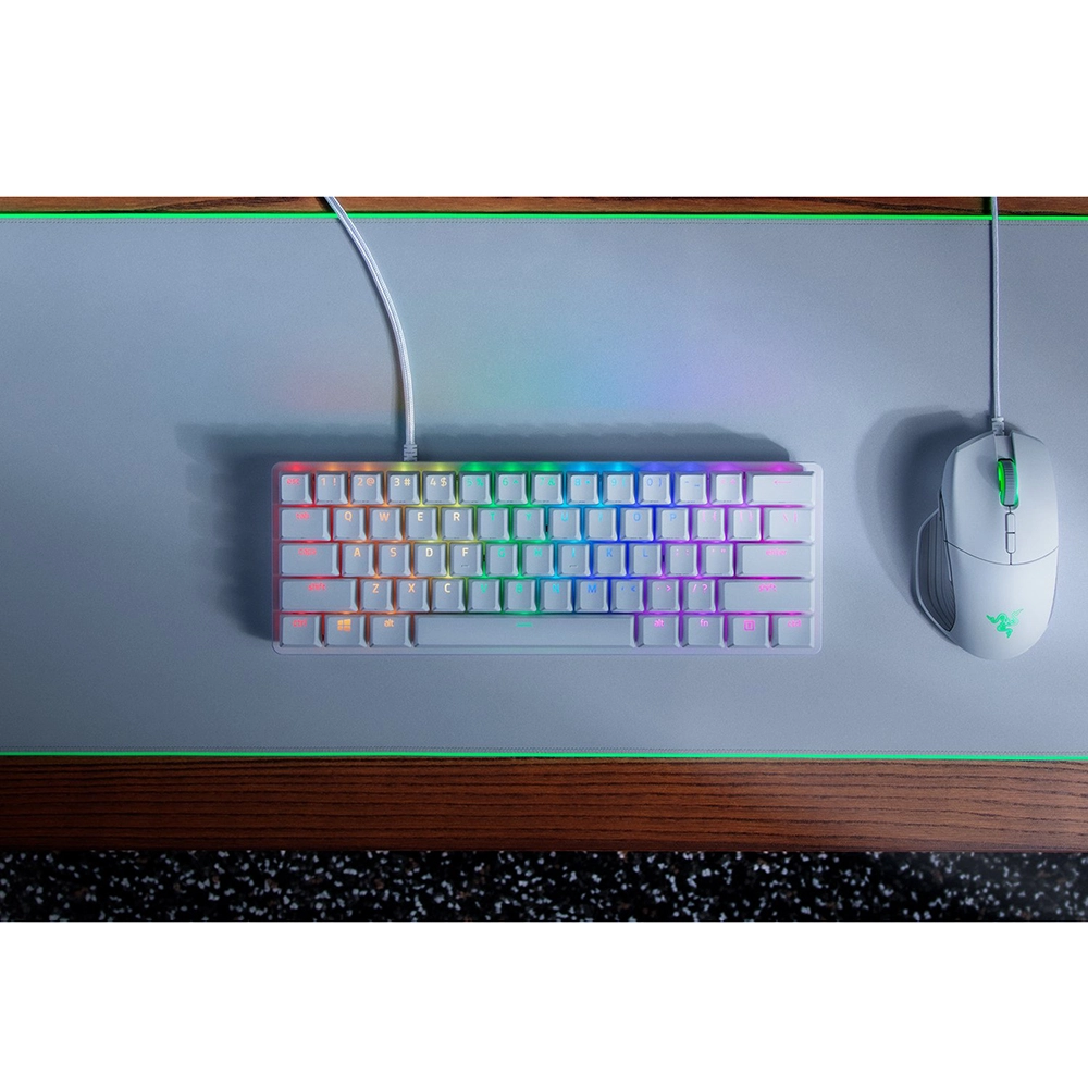 Huntsman Mini Mercury Gaming Keyboard Purple Switch - Clicky White, US Layout, Memorie Integrata Pentru 5 Profile, Lumina De Fundal Personalizabila, Cablu Type-C Detasabil