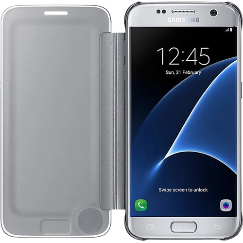 Husa Agenda Clear View Argintiu Samsung Galaxy S7