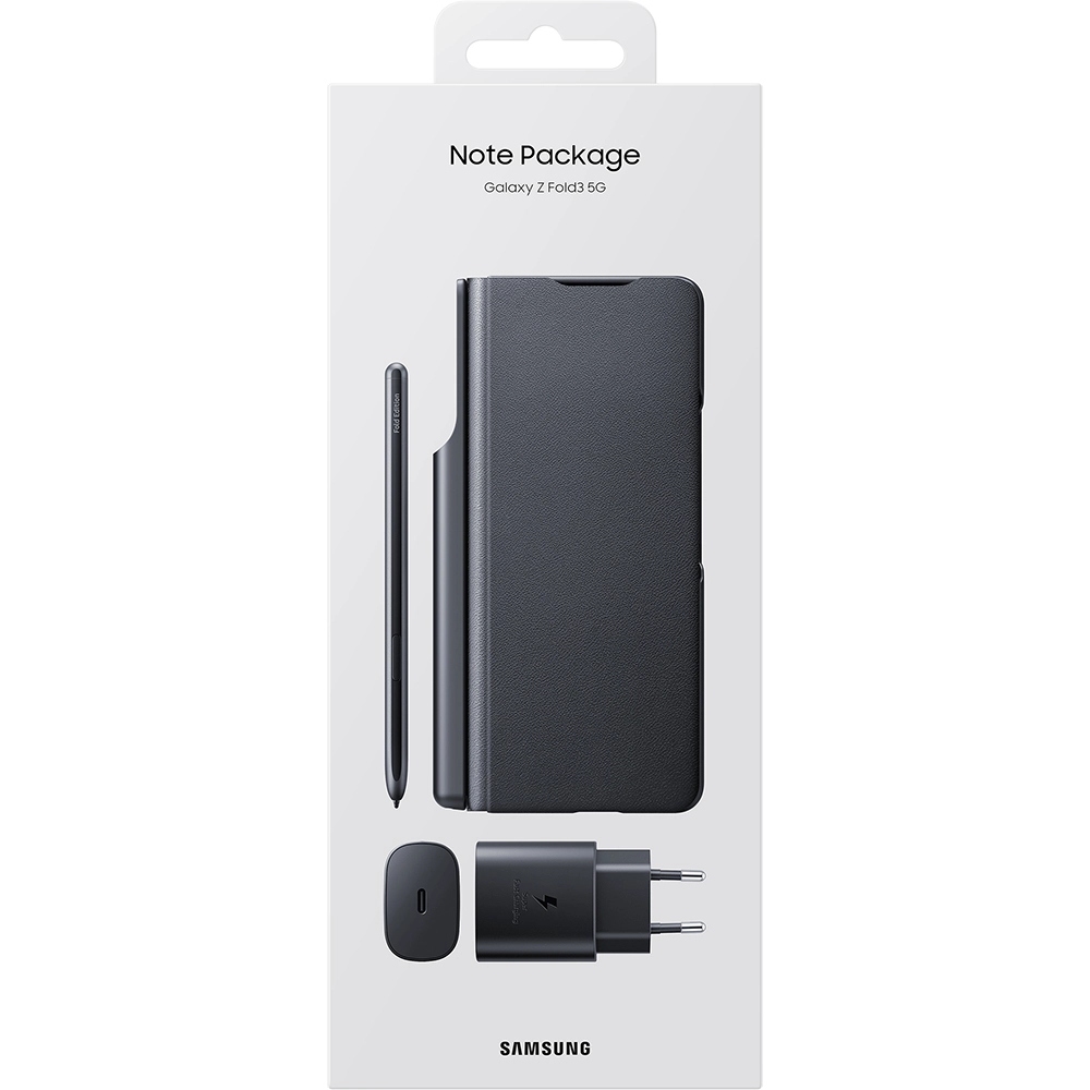 Husa Agenda Piele cu S Pen si Incarcator Retea 25W Negru SAMSUNG Galaxy Z Fold3 5G