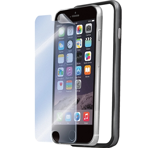 Husa Bumper +Folie Transparenta Negru APPLE iPhone 6 Plus, iPhone 6s Plus