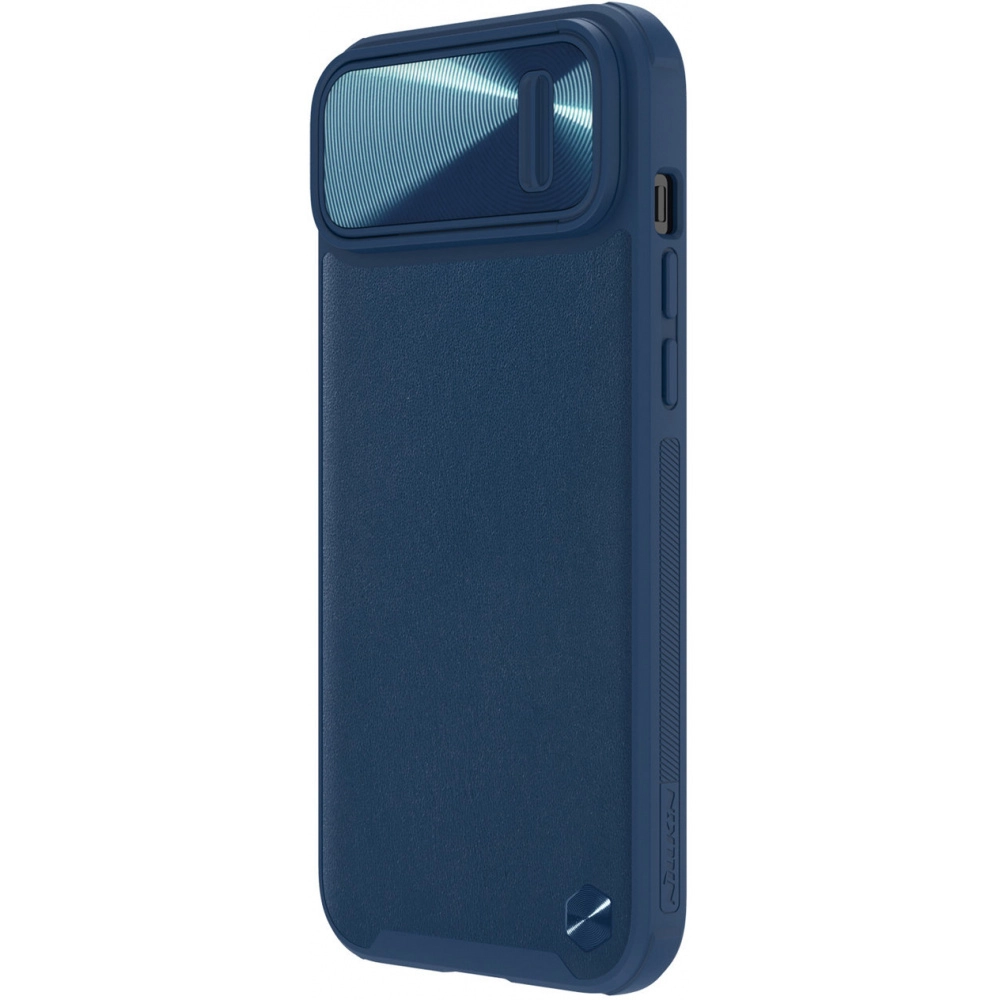 Husa Capac Spate CamShield S Piele cu Protectie Camera Albastru APPLE iPhone 14