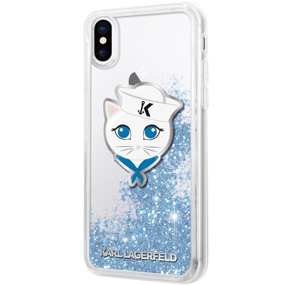 Husa Capac Spate Glitter Sailor Choupette Albastru APPLE iPhone X