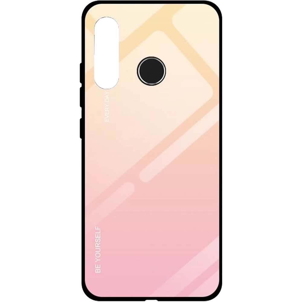 Husa Capac Spate Gradient Glass Durable Cover With Tempered Glass Roz Huawei P30 Lite