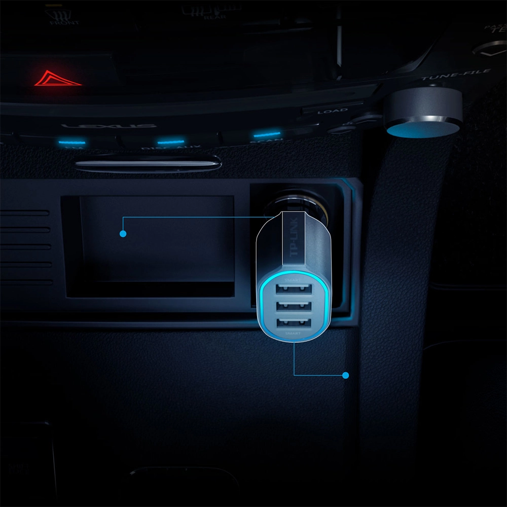 Incarcator Auto 33W Cu 3 Porturi USB Negru