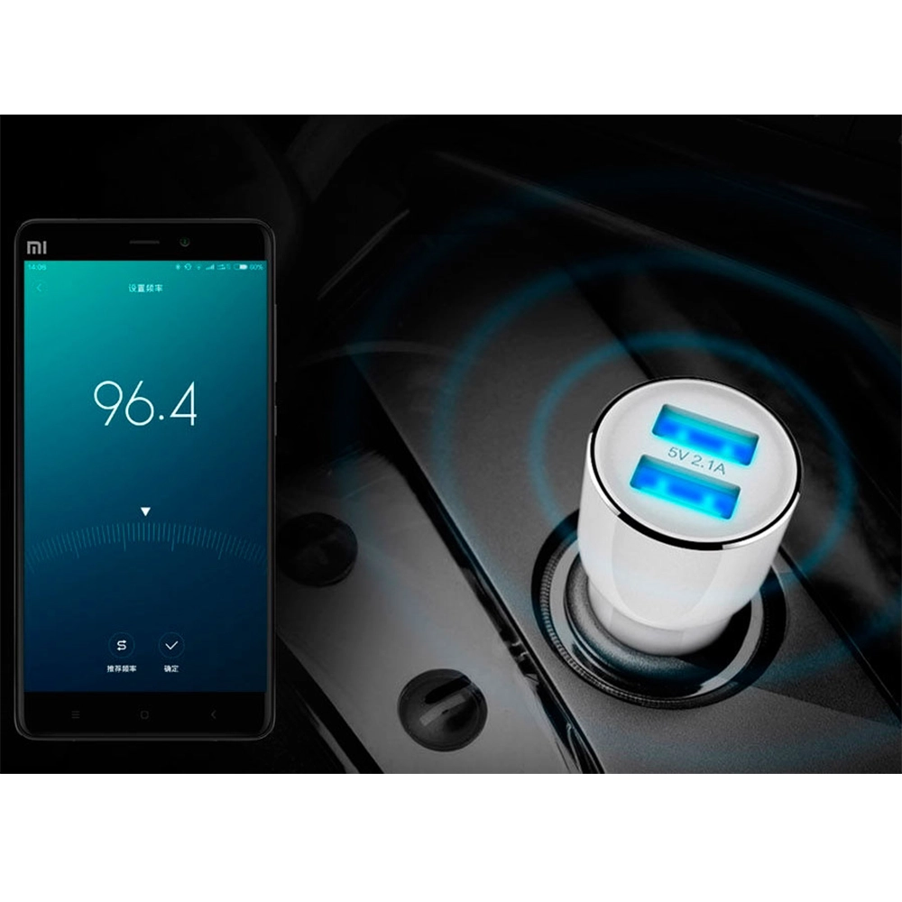 Incarcator Auto Roidmi 2s 2XUSB, Fast Charge 3.8A, Bluetooth 4.0 FM Si Microfon Alb