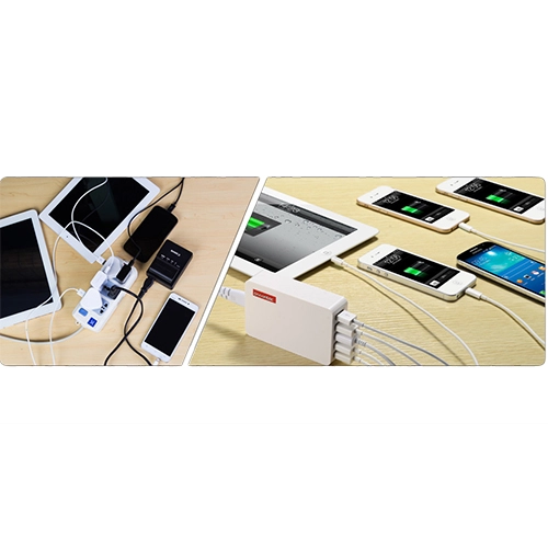 Incarcator Priza Powa Hub 25W cu 5 Porturi USB Alb APPLE iPhone 5s, Apple iPhone 6s