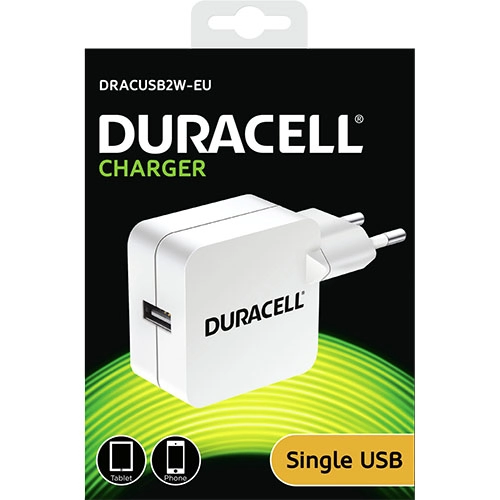 Incarcator Priza DURACELL Single USB 2.4A DRACUSB2W-EU Alb