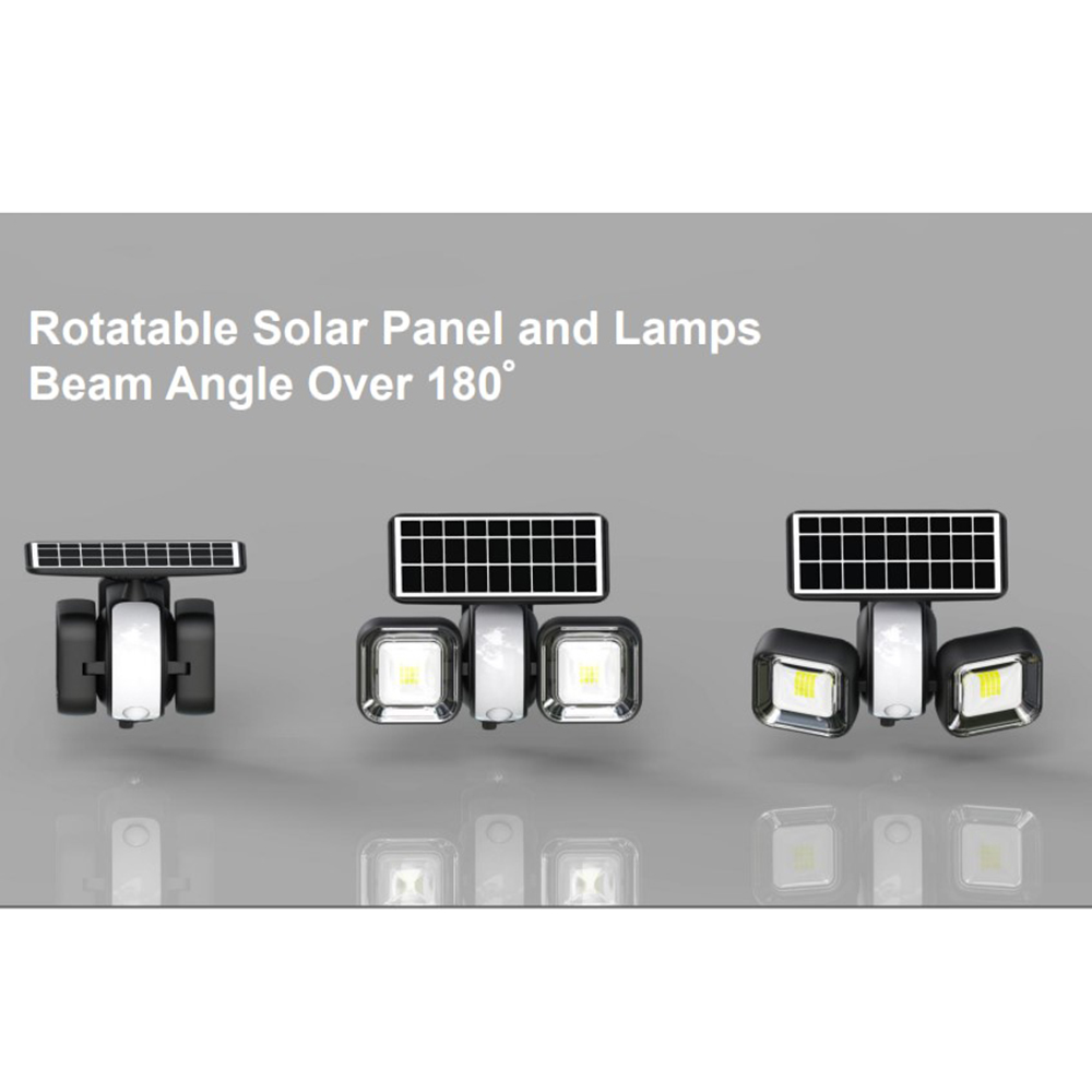 Lampa de securitate solara cu 3 capete ajustabile - putere luminare 1000 Lumeni - exterior - senzor de miscare - proiector Mars3