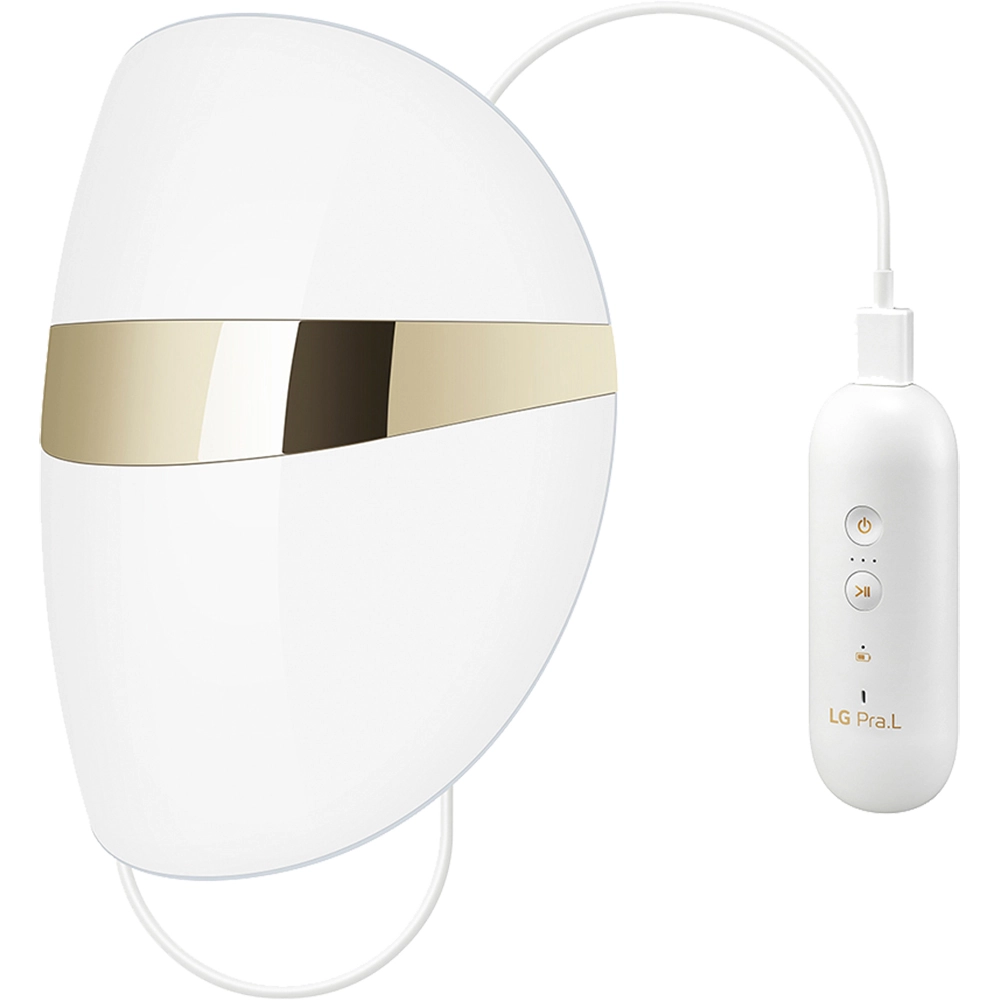 Masca Derma Led Pentru Ingrijirea Tenului, 160 LEDs, Senzor De Proximitate,  Alb-Auriu