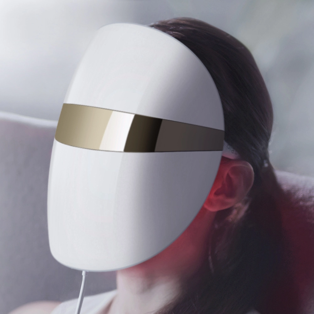 Masca Derma Led Pentru Ingrijirea Tenului, 160 LEDs, Senzor De Proximitate,  Alb-Auriu