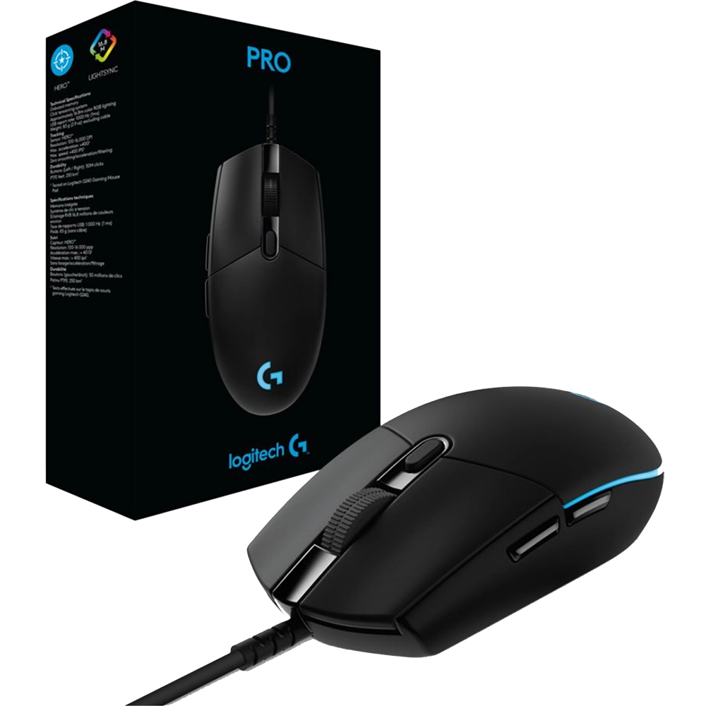 Mouse Cu Fir Gaming G PRO, Hero 16K, 16.000 DPI, Culori Personalizabile, 400 IPS, Negru