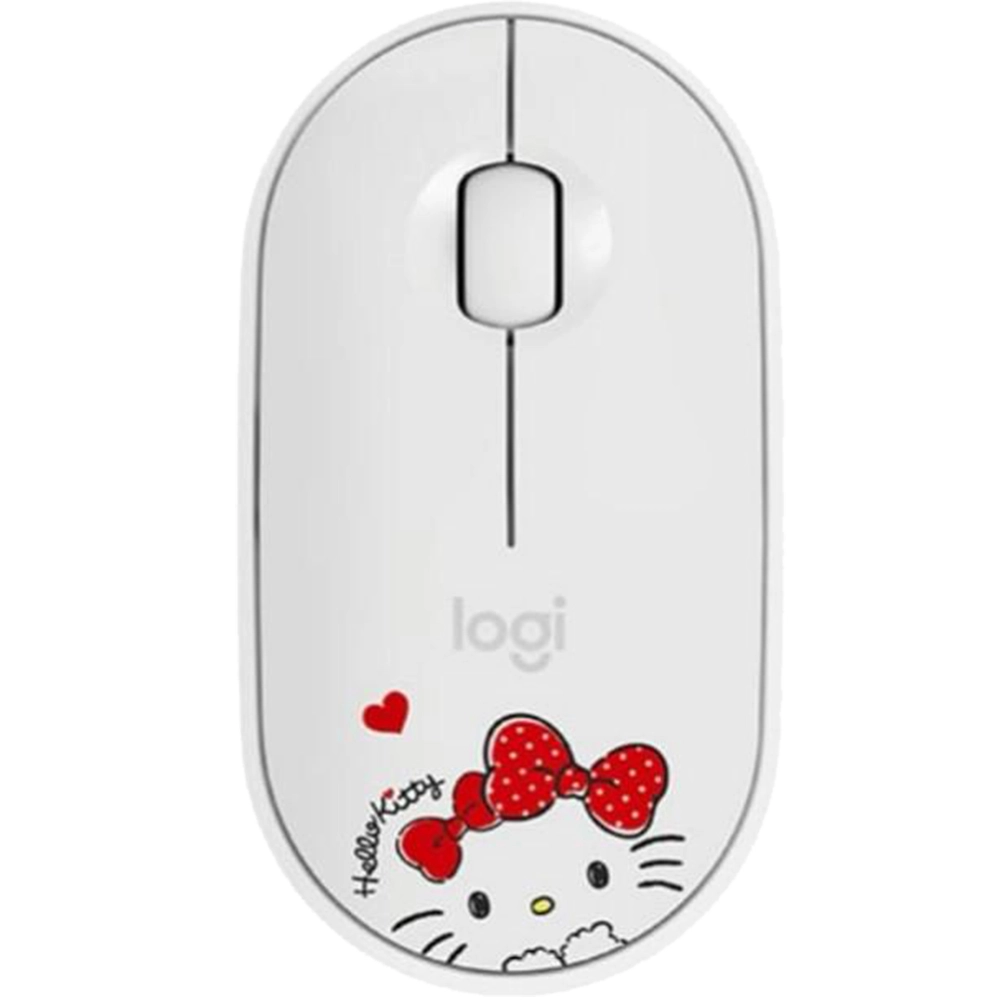 Mouse Wireless Bluetooth M350, 1.000 DPI, 3 Butoane, Receptor USB, Mod Repaus, Pebble Hello Kitty Alb