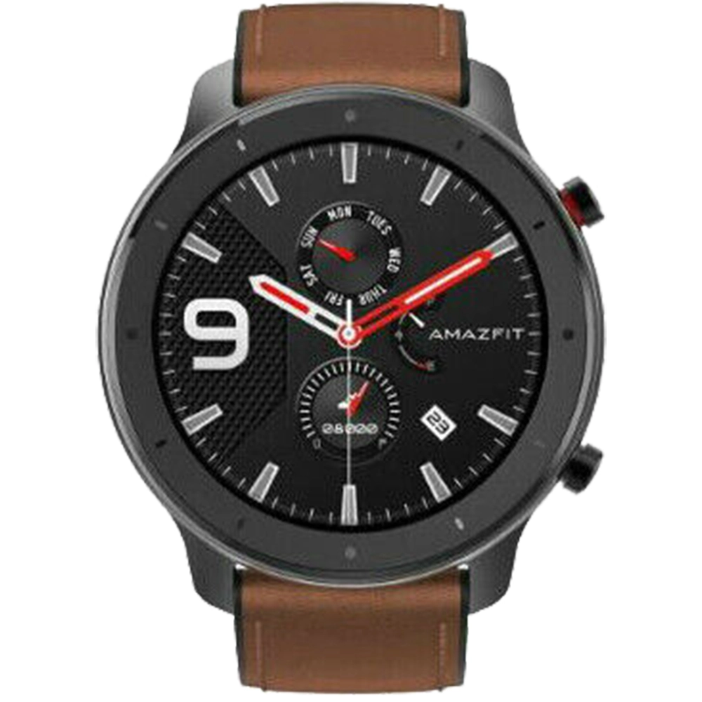 Smartwatch Amazfit GTR 47MM Carcasa Aluminiu si Curea Maro