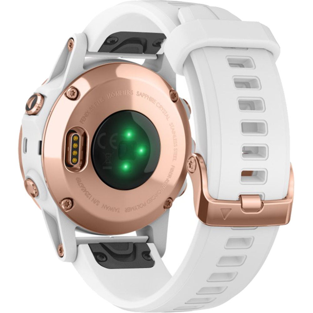 Smartwatch Fenix 5s Plus Sapphire Edition Roz Auriu Si Curea de Silicon Alb