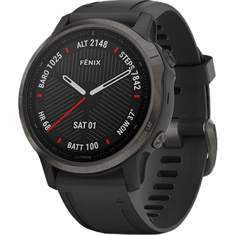 Smartwatch Fenix 6S Sapphire Carbon Gray Si Curea Neagra