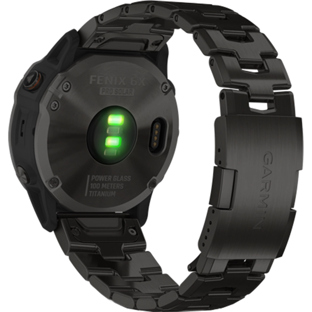 Smartwatch Fenix 6X Pro Solar Titanium Si Curea Metalica Vented Titanium Negru