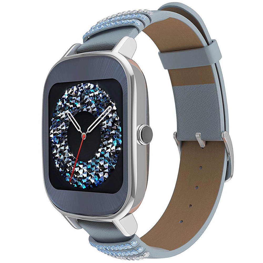 Smartwatch ZenWatch 2 Otel Inoxidabil Argintiu Si Curea Piele Albastru Swarowski