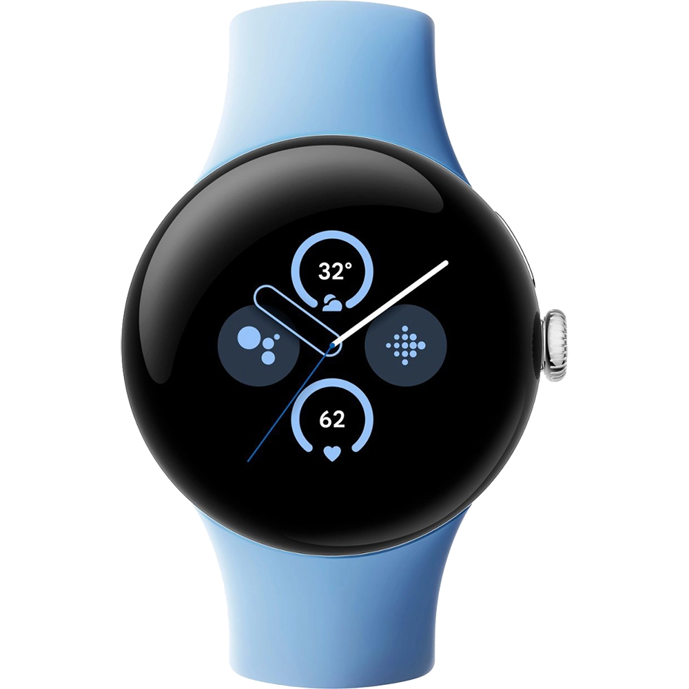 Smartwatch Pixel Watch 2 Bluetooth 41 mm carcasa Otel Inoxidabil Polished Silver si curea Bay Albastru