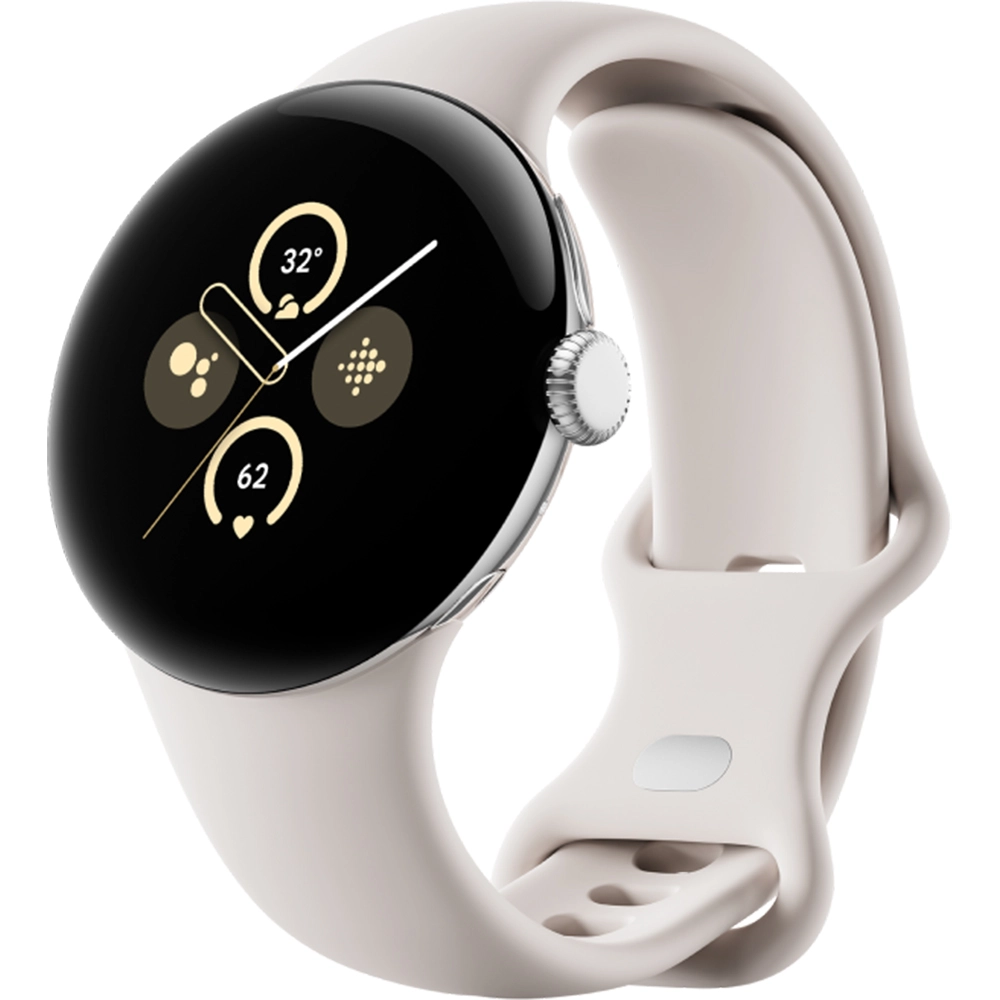 Smartwatch Pixel Watch 2 Bluetooth 41 mm carcasa Otel Inoxidabil Polished Silver si curea Porcelain Band Cream