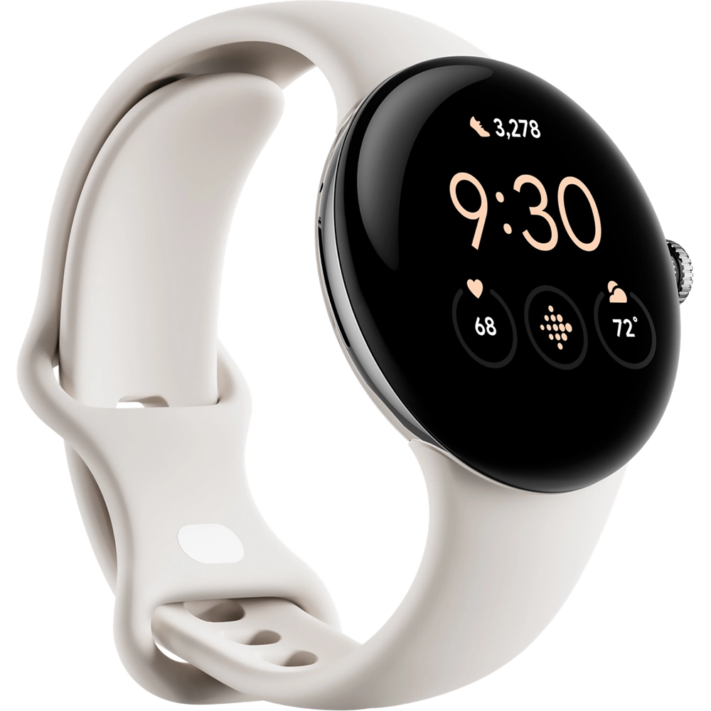 Smartwatch Pixel Watch 41mm Bluetooth WiFi Polished Silver carcasa /Chalk Bratara - Google