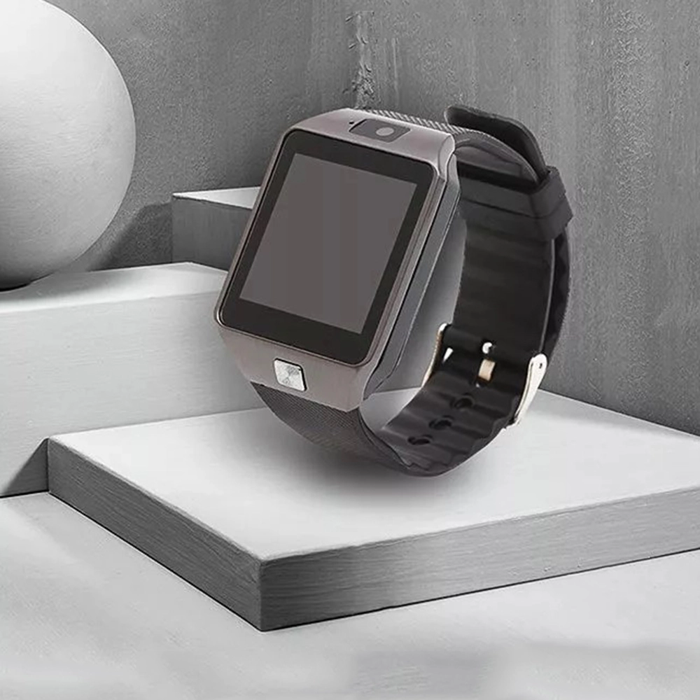 Smartwatch Rush Argintiu Si Curea Silicon Neagra, MicroSIM, Functie Telefon, Difuzor, Bluetooth, Camera foto 1.3 MP 