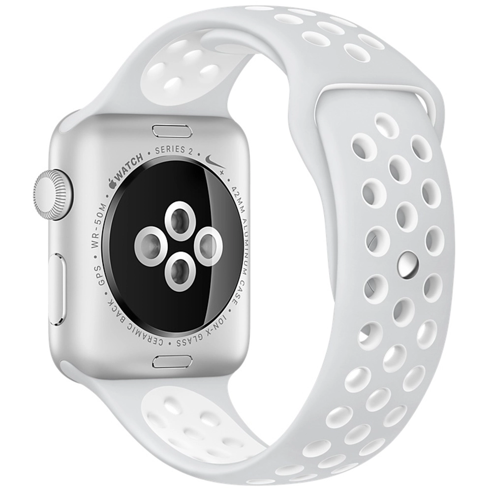 Smartwatch Watch 2 Nike+ Aluminiu Argintiu 42mm Si Curea Silicon Alba Alb