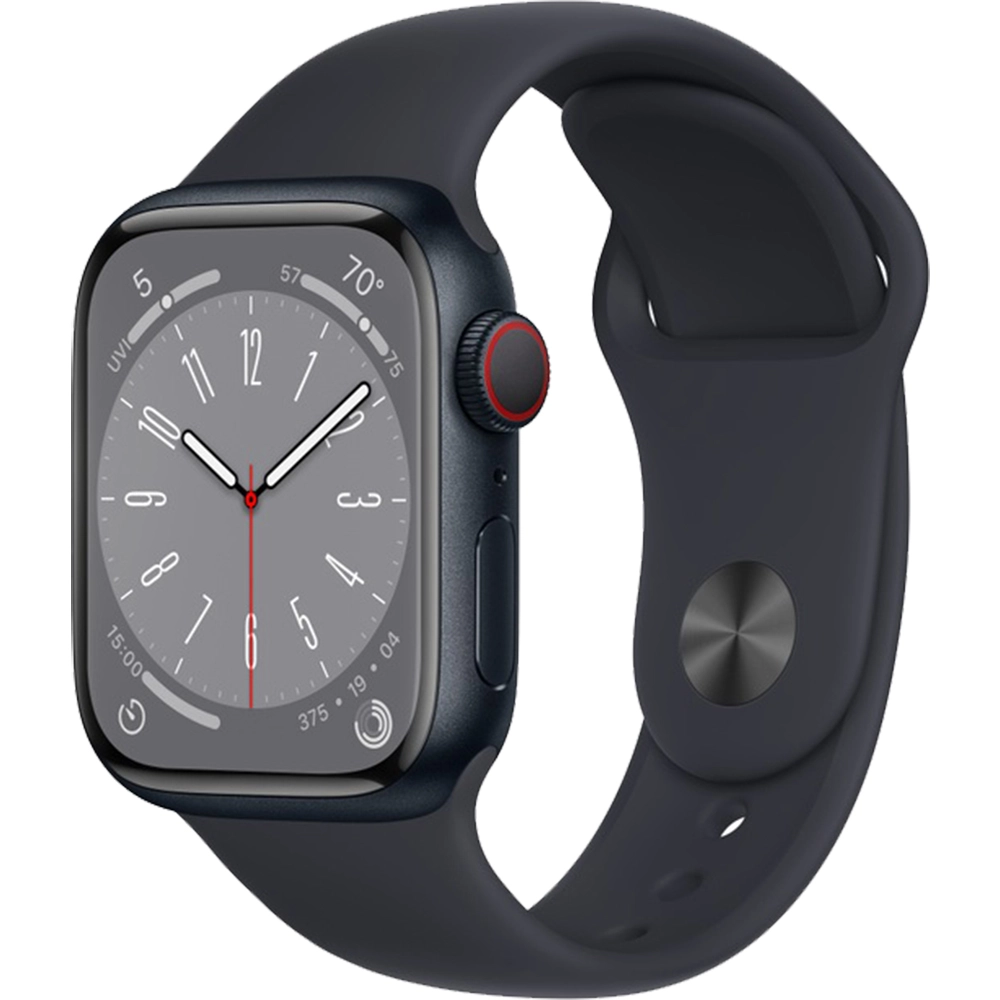 Smartwatch Watch 8 GPS + Cellular 41 mm carcasa Aluminiu Midnight si curea Sport Midnight M/L Negru