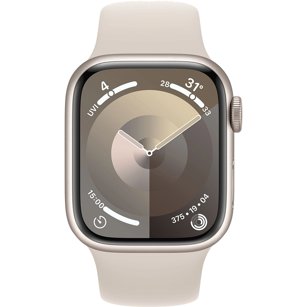 Smartwatch Watch 9 GPS 41 mm carcasa Aluminiu Starlight si curea sport M/L Starlight Alb