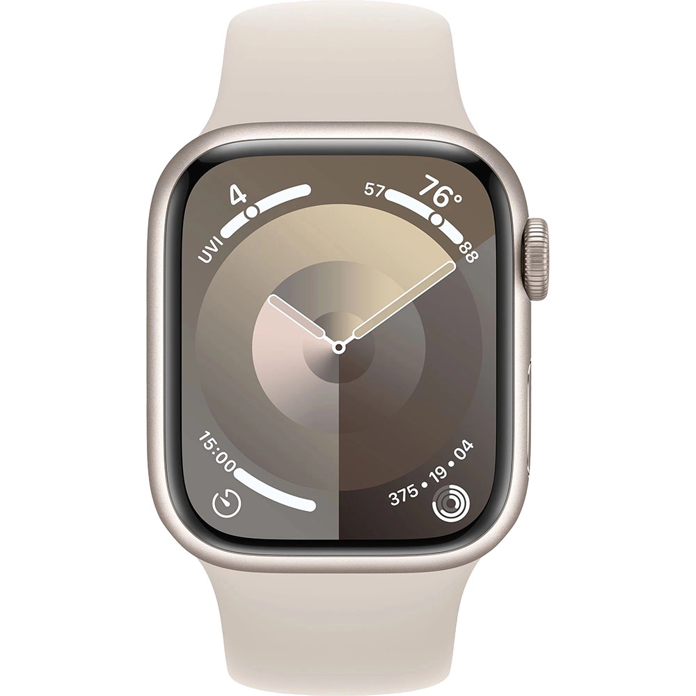 Smartwatch Watch 9 GPS 41 mm carcasa Aluminiu Starlight si Curea Sport Starlight S/M Alb