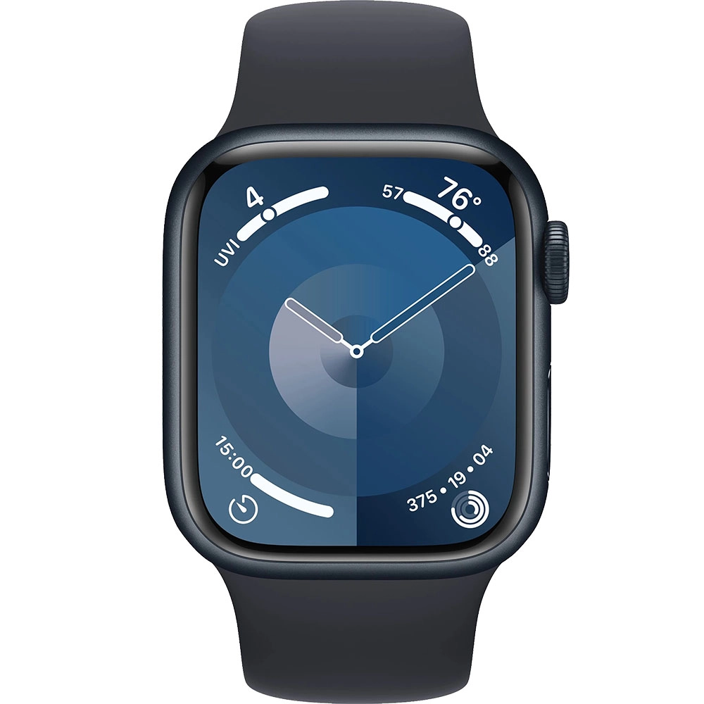 Smartwatch Watch 9 GPS 45 mm carcasa Aluminiu Midnight si Curea Sport Midnight M/L Negru