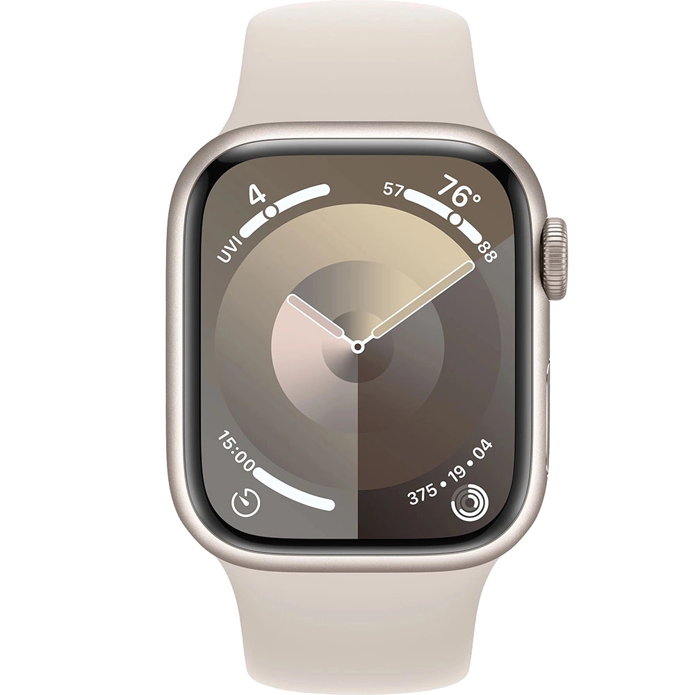 Smartwatch Watch 9 GPS 45 mm carcasa Aluminiu Starlight si Curea Sport Starlight M/L Alb