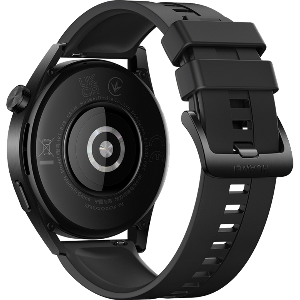 Smartwatch Watch GT3 46mm Otel Inoxidabil si Curea de Silicon Negru