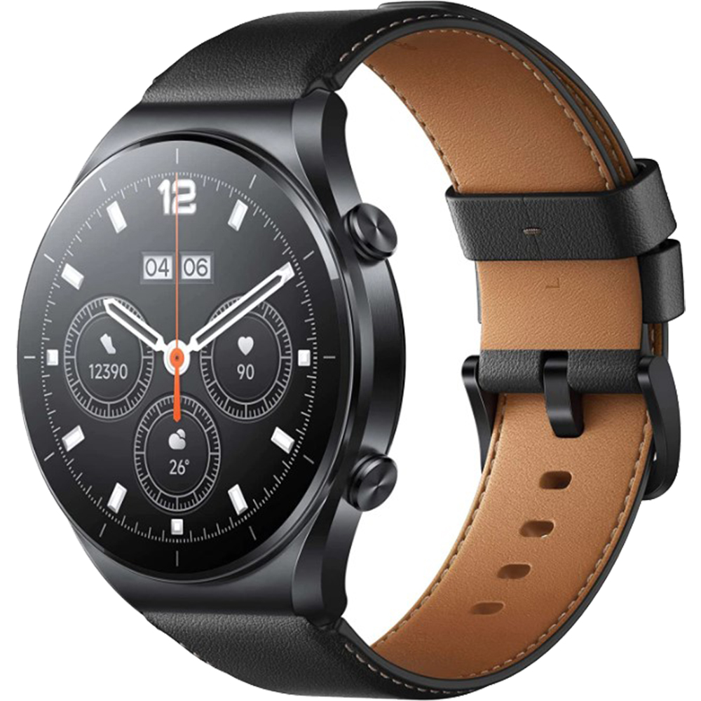 Smartwatch Watch S1 Global Black cu curea de piele Neagra Negru